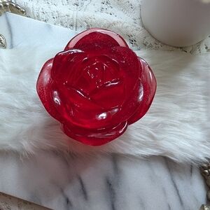 Handcrafted Red Rose Resin Accent Jar